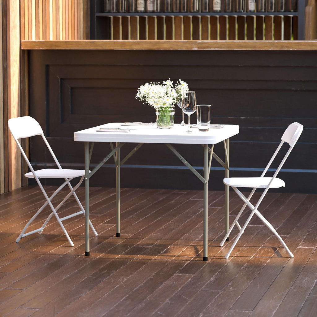 FLASH 2.85-Foot Square Plastic Folding Table
