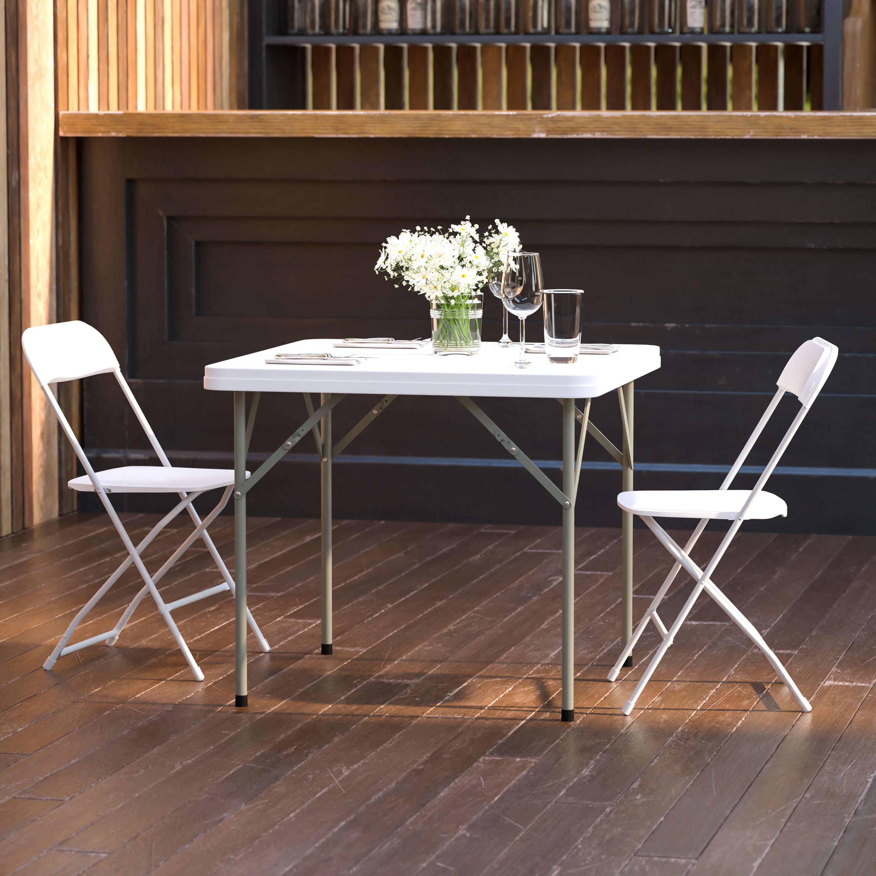 FLASH 2.85-Foot Square Plastic Folding Table