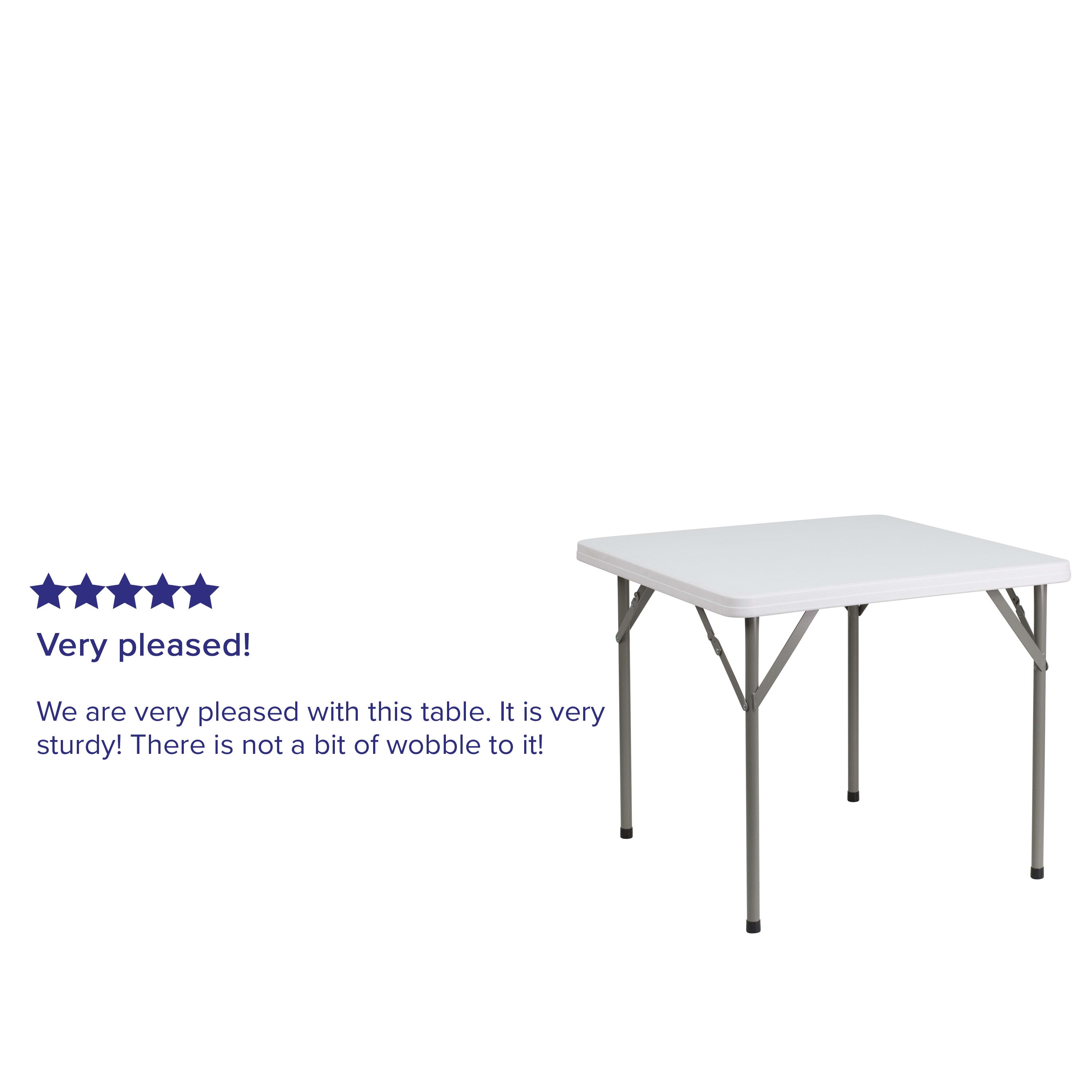FLASH 2.85-Foot Square Plastic Folding Table