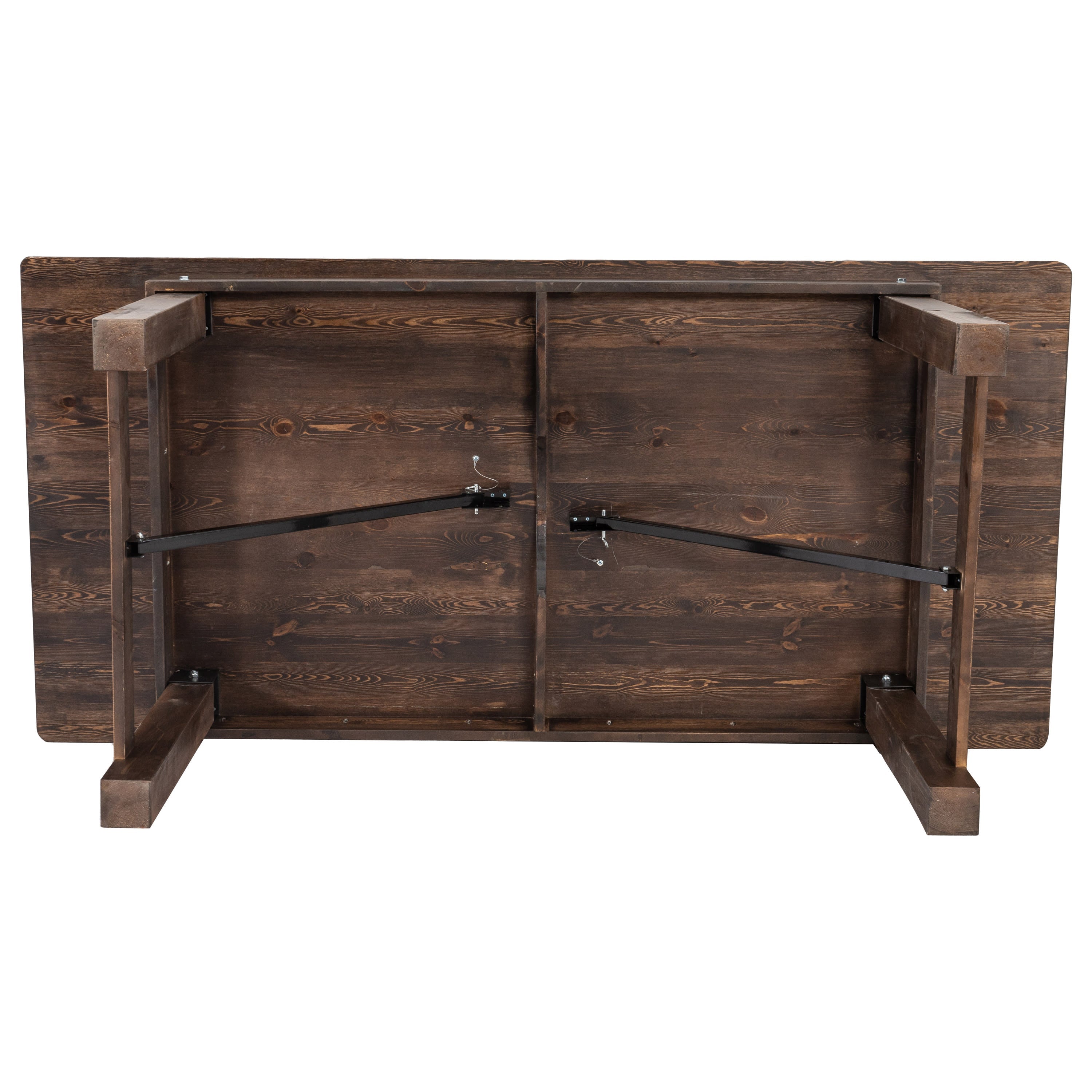 FLASH HERCULES 7' x 40" Rectangular Solid Pine Folding Farm Table