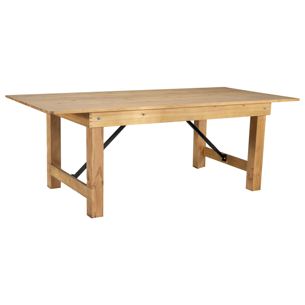 FLASH HERCULES 7' x 40" Rectangular Solid Pine Folding Farm Table