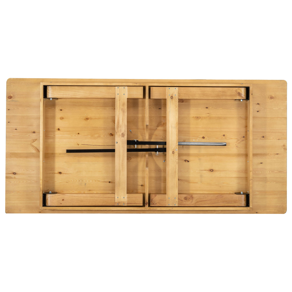 FLASH HERCULES 7' x 40" Rectangular Solid Pine Folding Farm Table