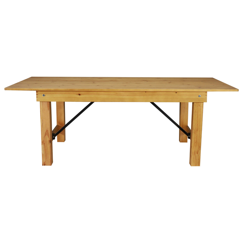 FLASH HERCULES 7' x 40" Rectangular Solid Pine Folding Farm Table