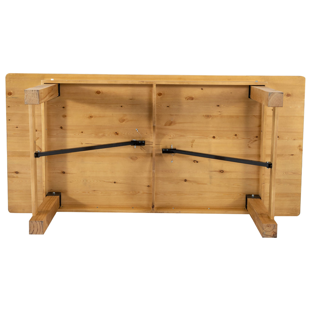 FLASH HERCULES 7' x 40" Rectangular Solid Pine Folding Farm Table
