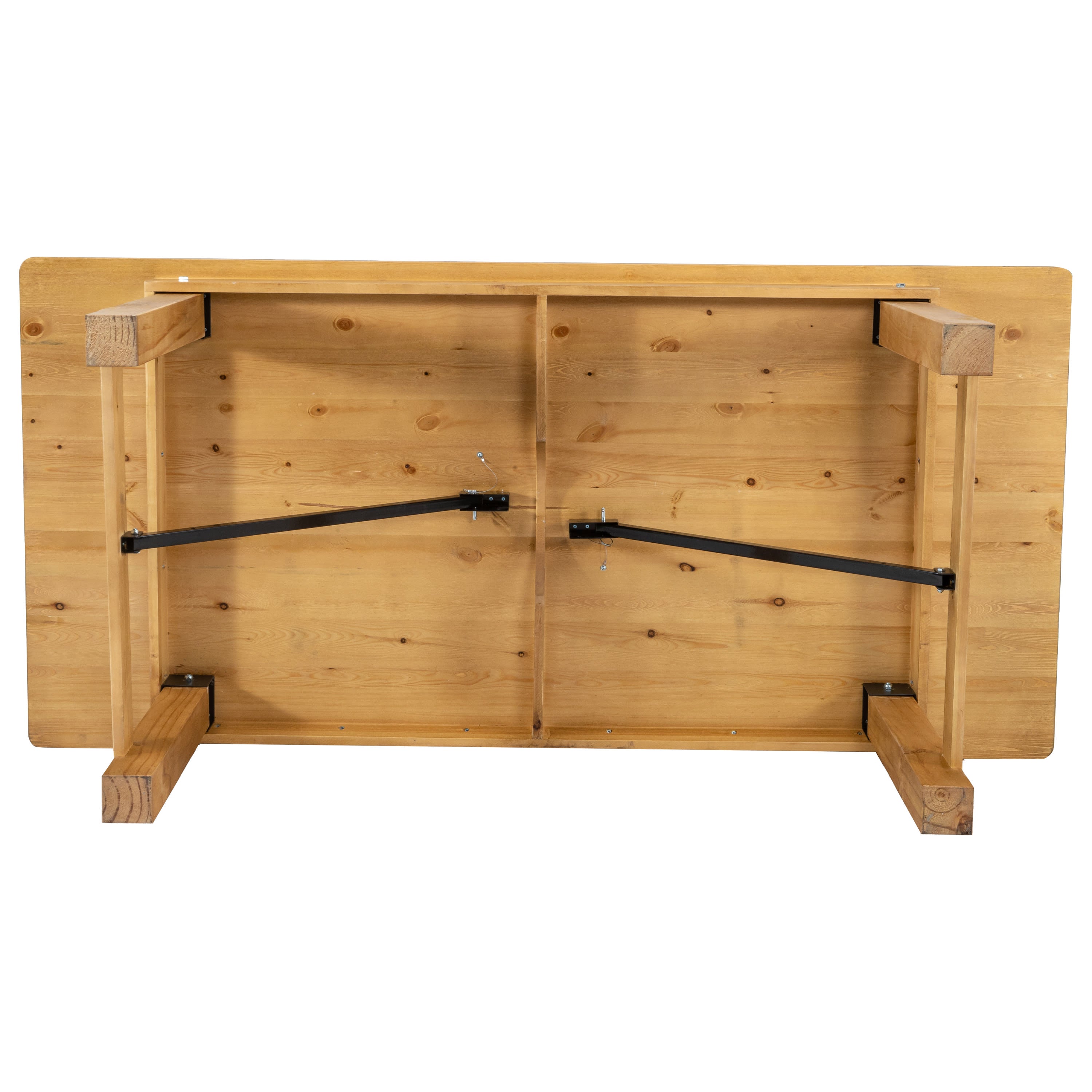 FLASH HERCULES 7' x 40" Rectangular Solid Pine Folding Farm Table