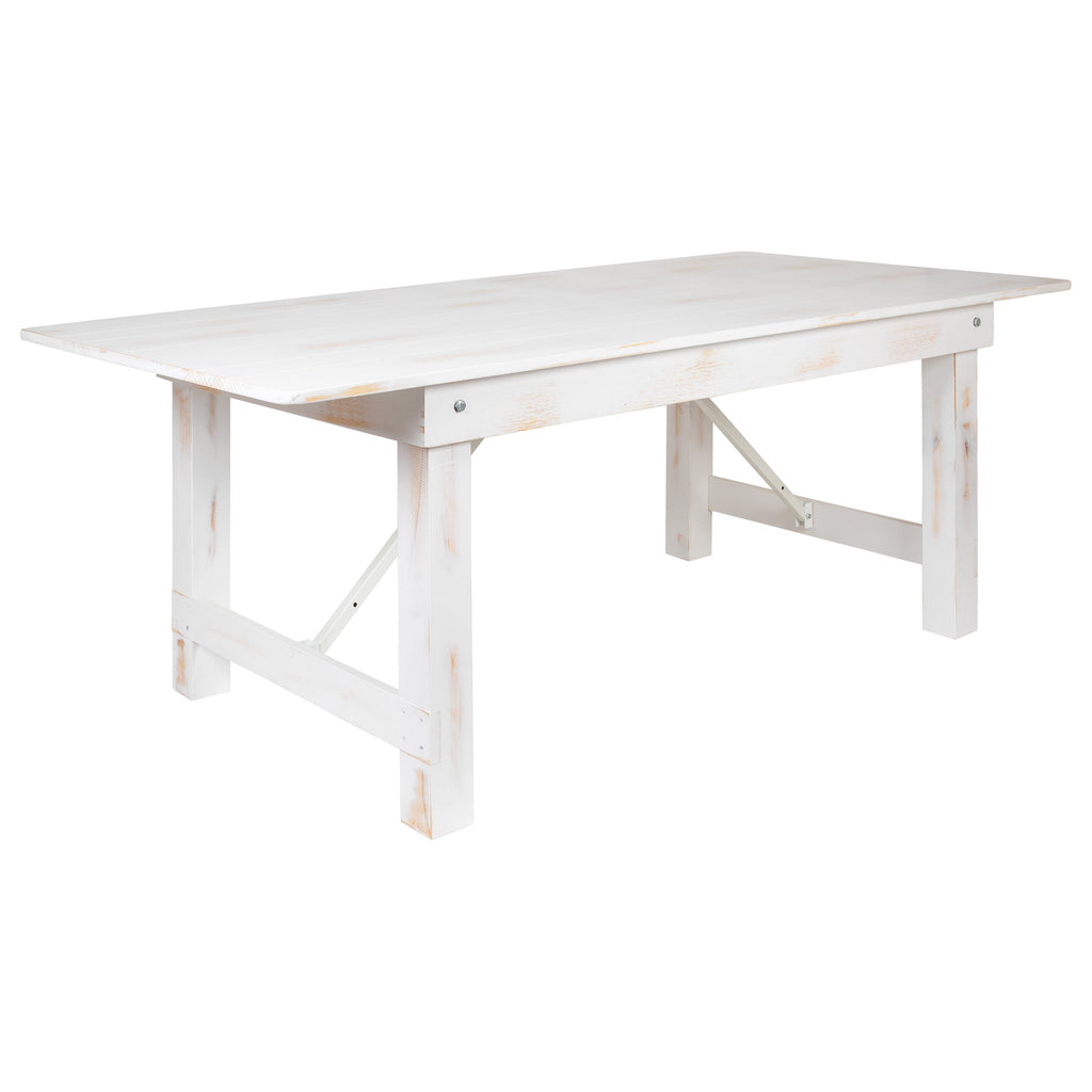 FLASH HERCULES 7' x 40" Rectangular Solid Pine Folding Farm Table
