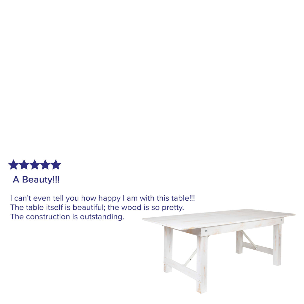 FLASH HERCULES 7' x 40" Rectangular Solid Pine Folding Farm Table