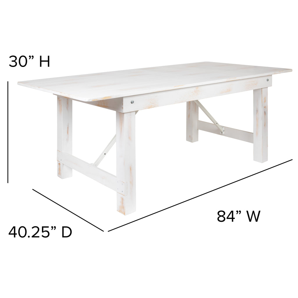 FLASH HERCULES 7' x 40" Rectangular Solid Pine Folding Farm Table