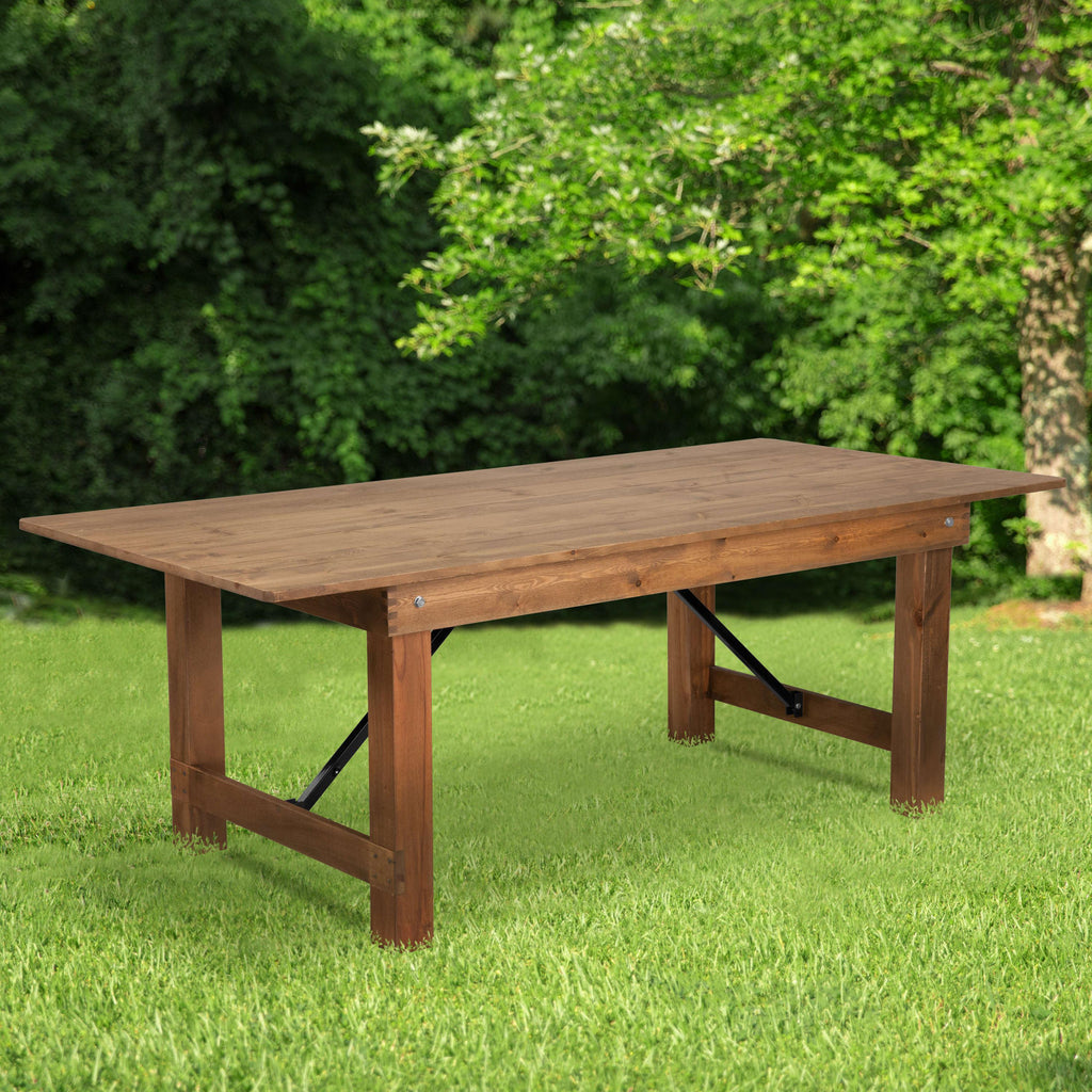 FLASH HERCULES 7' x 40" Rectangular Solid Pine Folding Farm Table