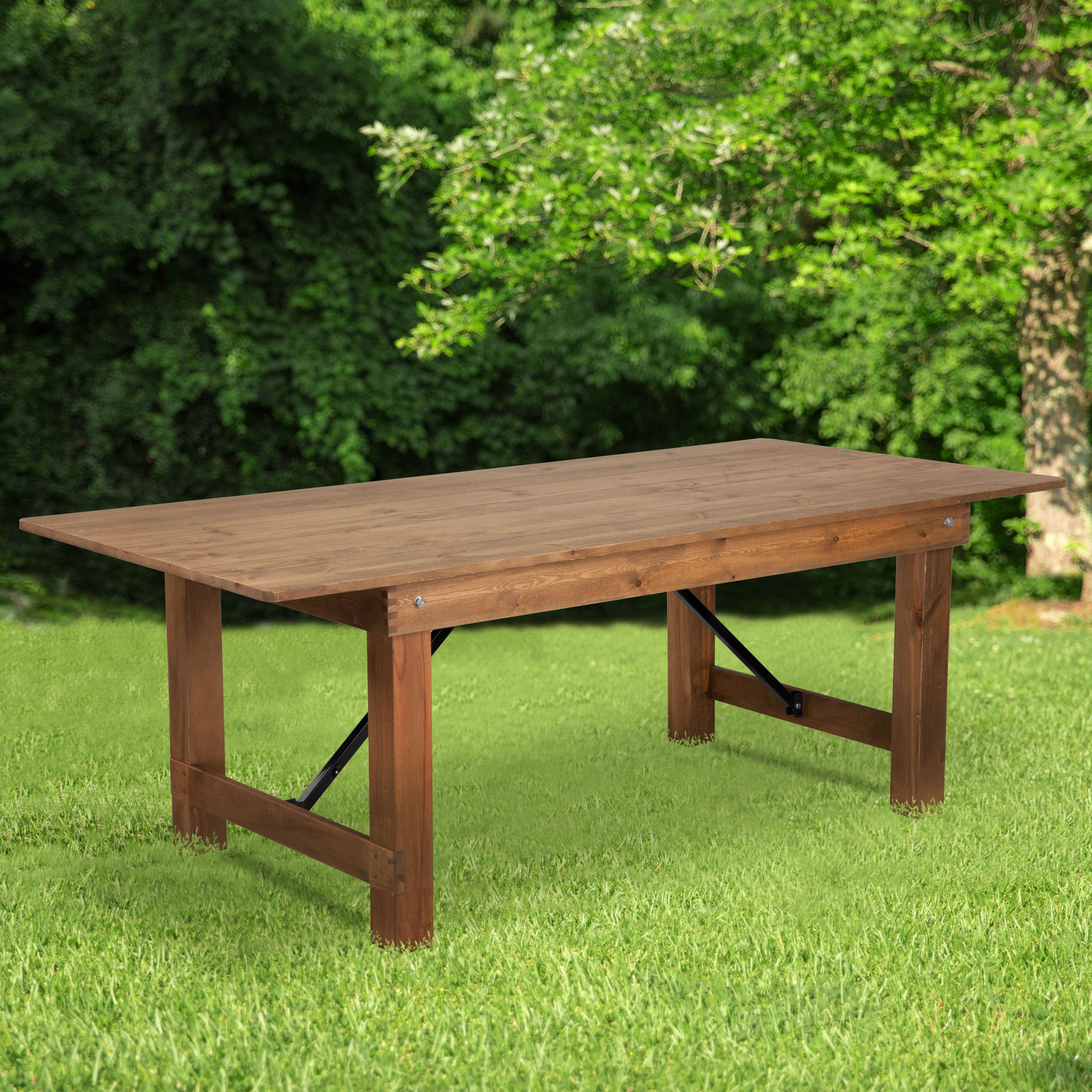 FLASH HERCULES 7' x 40" Rectangular Solid Pine Folding Farm Table