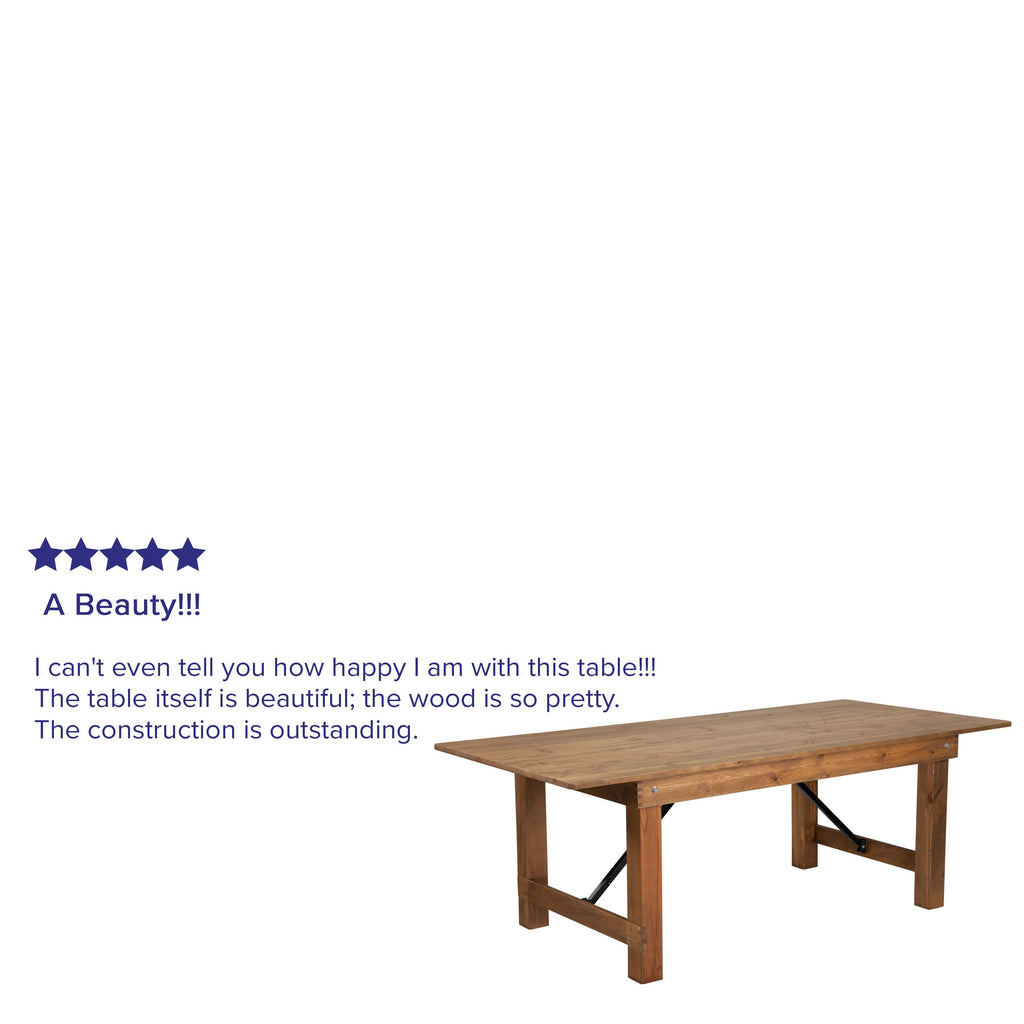 FLASH HERCULES 7' x 40" Rectangular Solid Pine Folding Farm Table