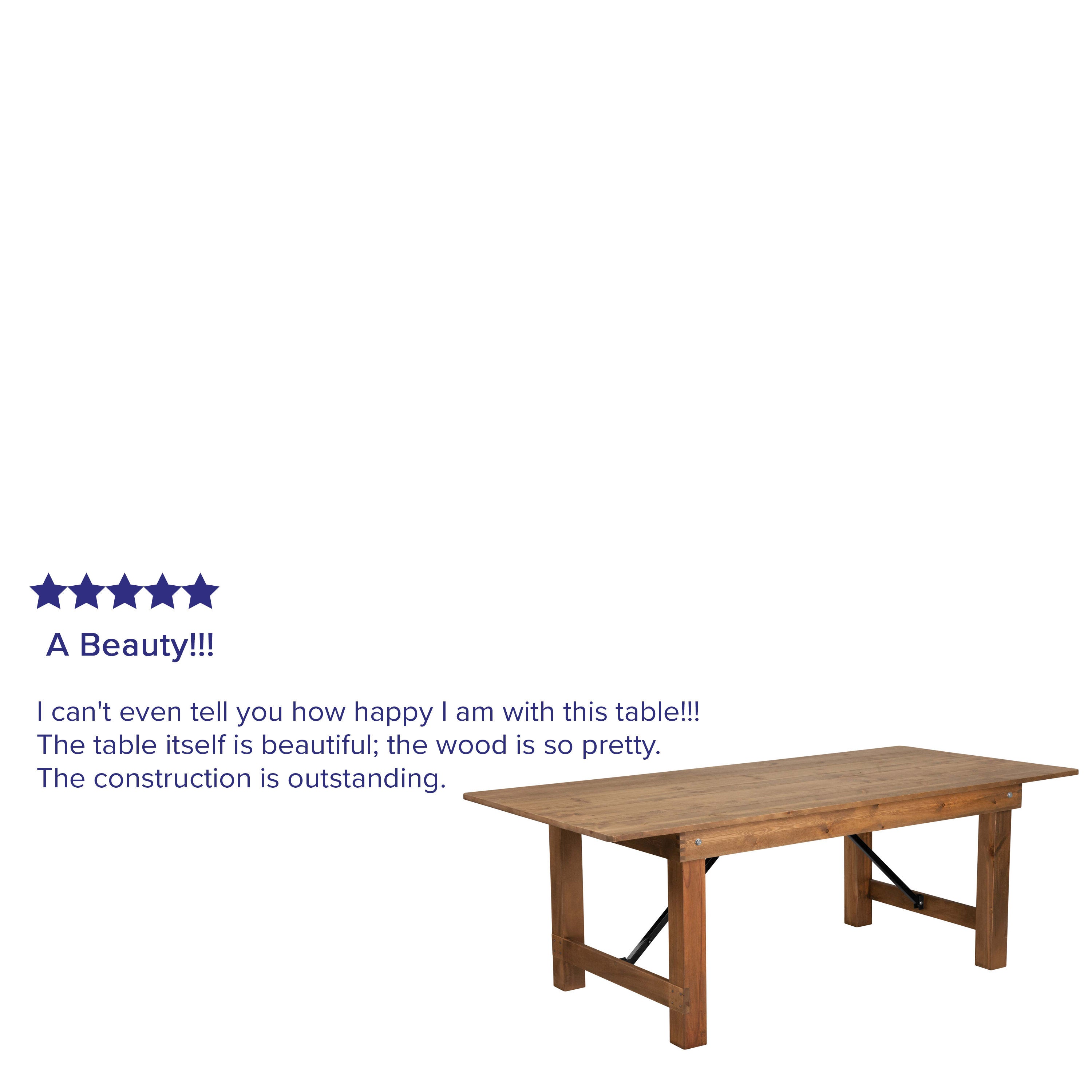 FLASH HERCULES 7' x 40" Rectangular Solid Pine Folding Farm Table