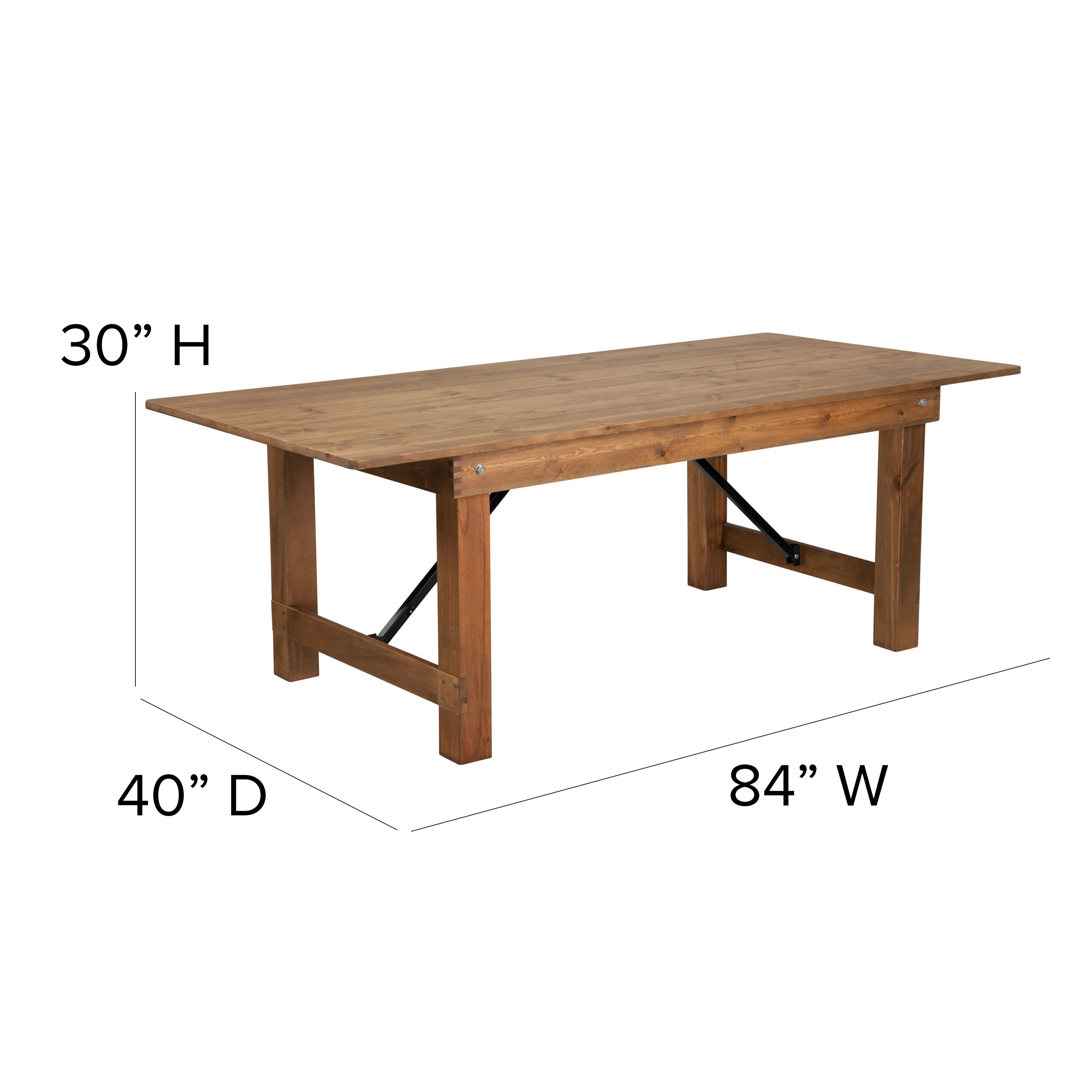 FLASH HERCULES 7' x 40" Rectangular Solid Pine Folding Farm Table