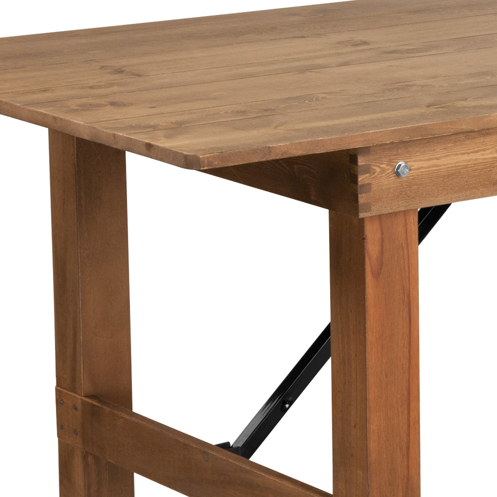 FLASH HERCULES 7' x 40" Rectangular Solid Pine Folding Farm Table
