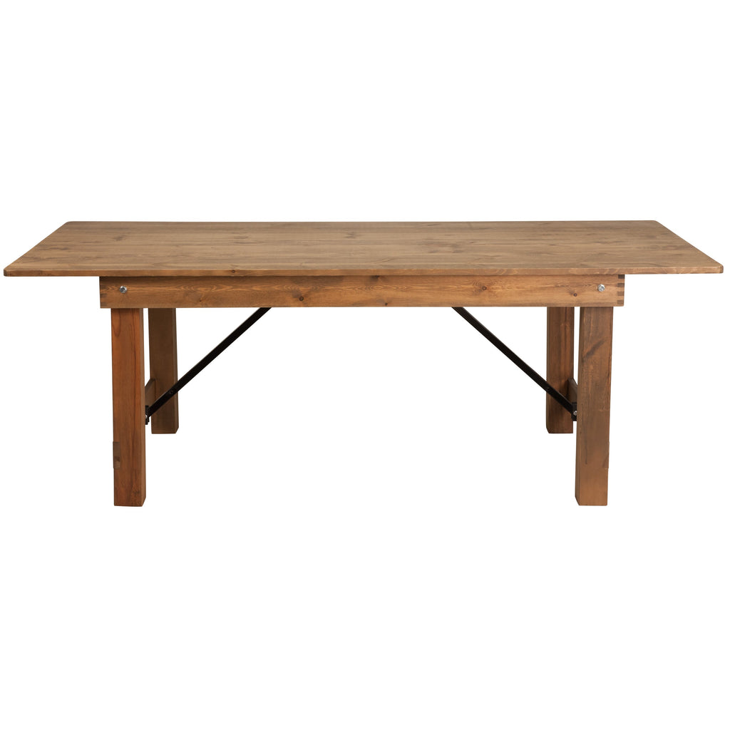 FLASH HERCULES 7' x 40" Rectangular Solid Pine Folding Farm Table