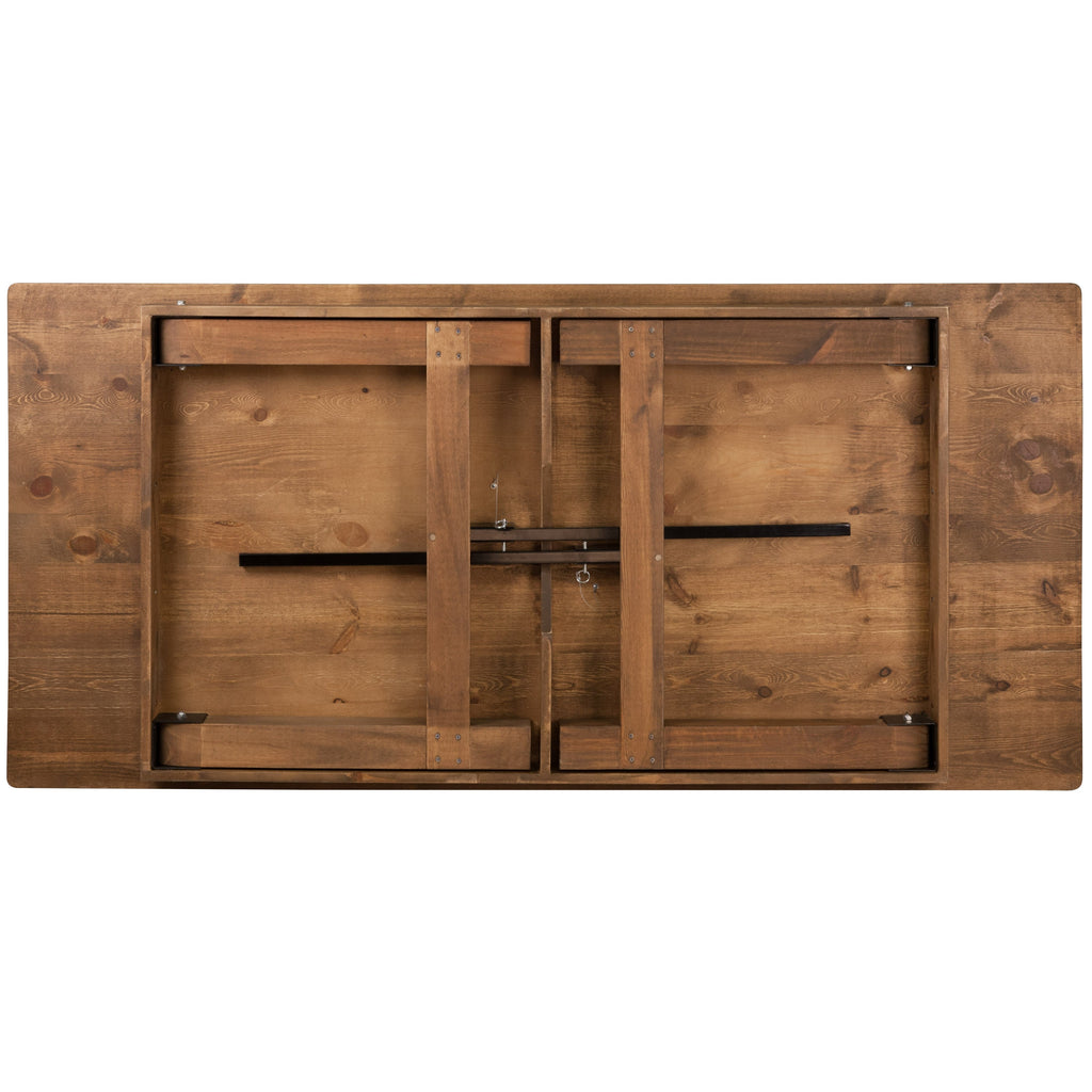 FLASH HERCULES 7' x 40" Rectangular Solid Pine Folding Farm Table