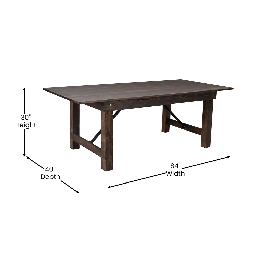 FLASH HERCULES 7' x 40" Rectangular Solid Pine Folding Farm Table