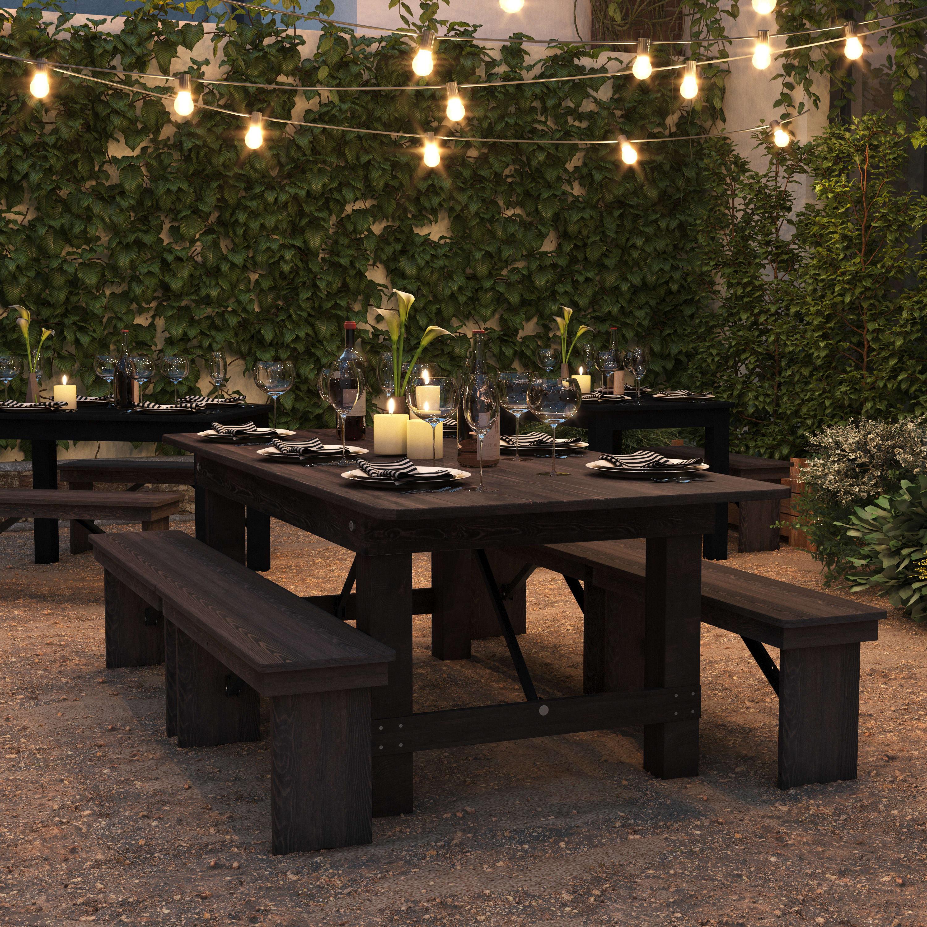FLASH HERCULES 7' x 40" Rectangular Solid Pine Folding Farm Table