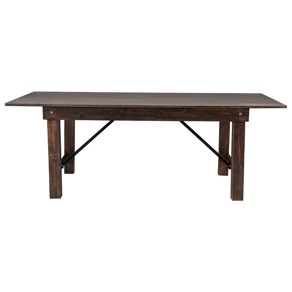 FLASH HERCULES 7' x 40" Rectangular Solid Pine Folding Farm Table