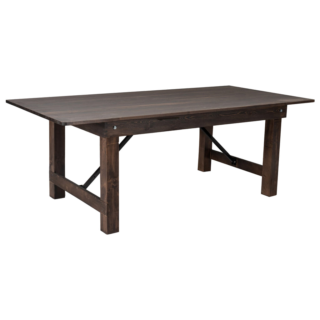 FLASH HERCULES 7' x 40" Rectangular Solid Pine Folding Farm Table