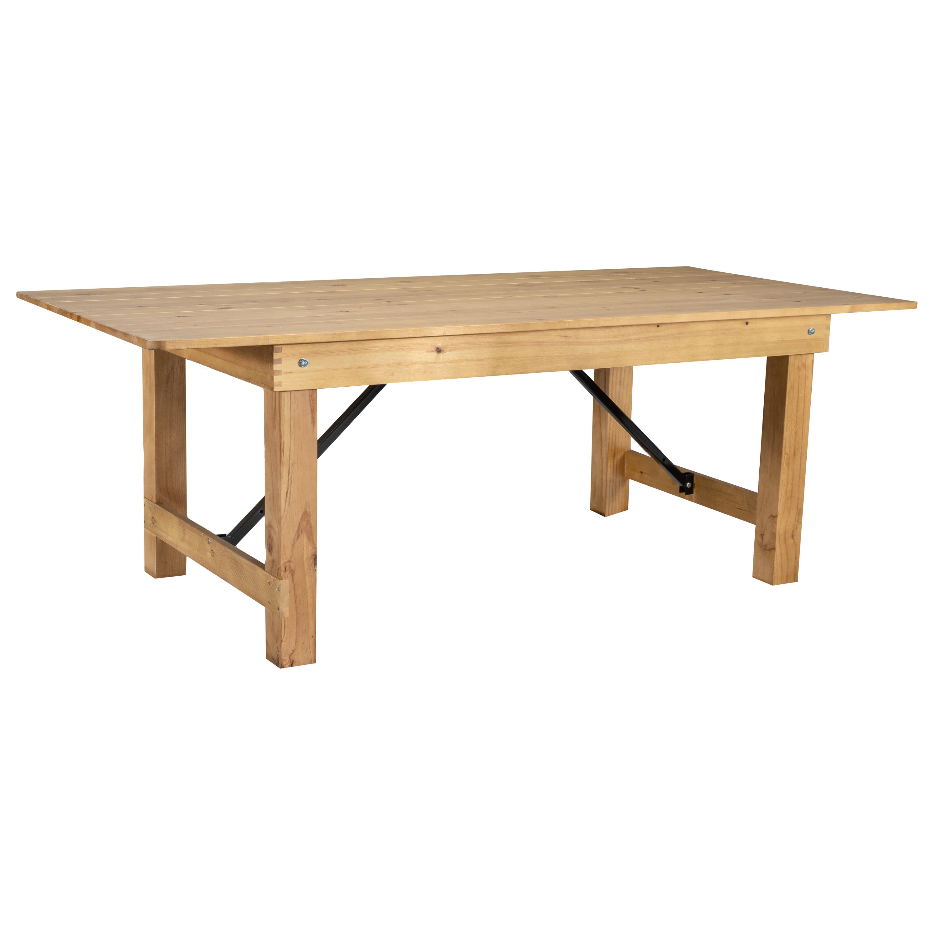 FLASH HERCULES 7' x 40" Rectangular Solid Pine Folding Farm Table